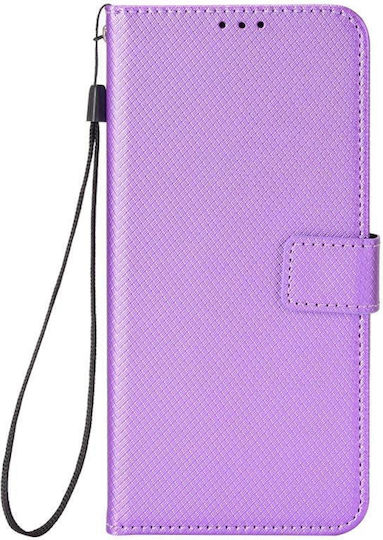 Diamond Texture Book Leather / Synthetic Leather / Silicone Purple (Huawei Nova 8i / Honor 50 Lite)