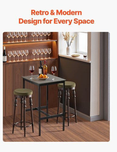 Square Wooden Bar Table with Brown Metal Frame 60x60x92cm