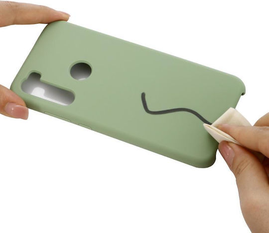 Solid Color Liquid Umschlag Rückseite Silikon Grün (Redmi Note 8)