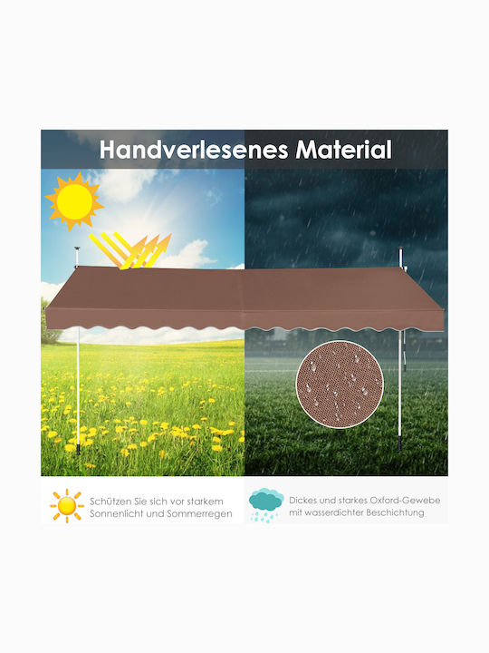 Costway Terrace Wall Tent with LED Light Brown 3x4cm