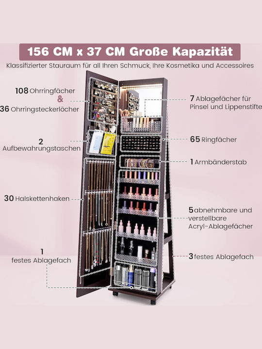 Costway Καθρέπτης με Καφέ Ξύλινο Πλαίσιο