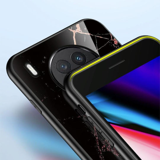 Marble Pattern Back Cover Tempered Glass / Silicone White (Huawei Nova 8i)