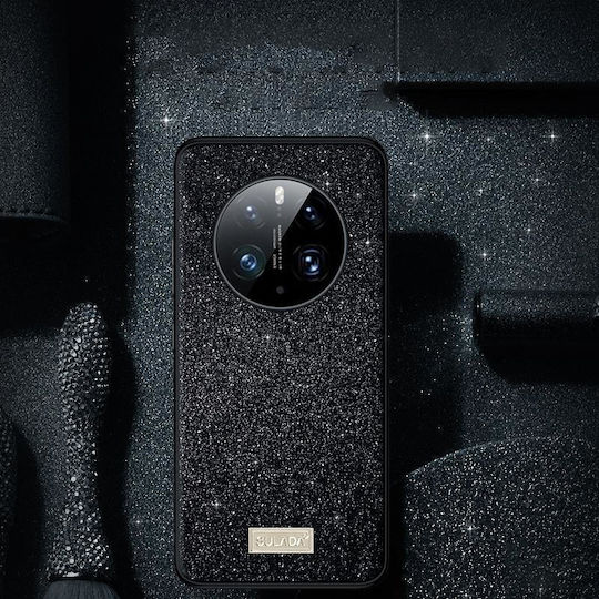 Umschlag Rückseite Silikon / Leder Wasserdicht Schwarz (Huawei Mate 50 Pro)