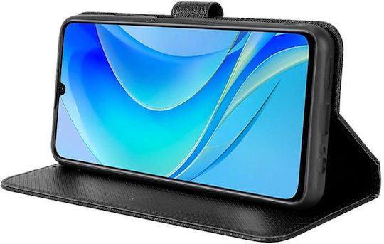 Plus Diamond Texture Book Leather / Synthetic Leather / Silicone Black (Huawei Nova Y70)