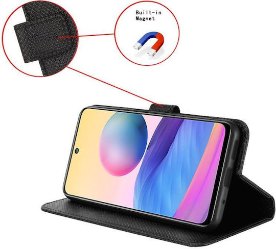 Plus Diamond Texture Book Leather / Synthetic Leather / Silicone Black (Huawei Nova Y70)