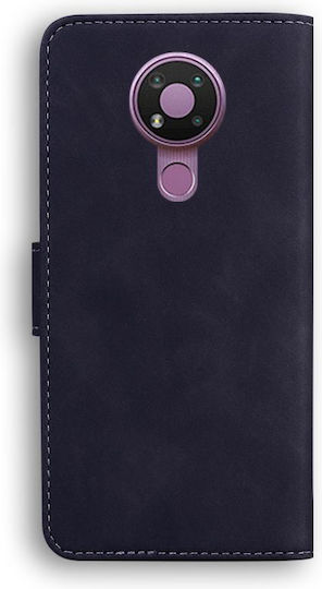 Skin Feel Pure Color Книга Кожа / Изкуствена кожа / Силикон Черен (Nokia 3.4)