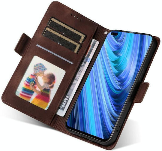Embossed Rhombus Starry Back Cover Leather / Silicone with Strap with Card Slot Brown (Honor 50 Lite)