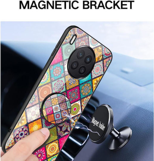 Painted Ethnic Pattern Back Cover Tempered Glass / Silicone with Strap Magnetic Multicolour (Huawei Nova 8i)