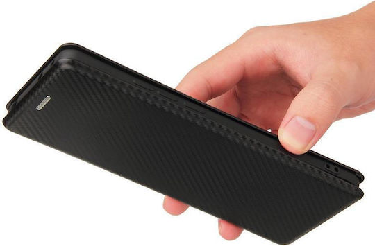Carbon Fiber Texture Horizontal Book Silicone / Plastic / Synthetic Leather / Leather Black (TCL 20 Pro 5G)