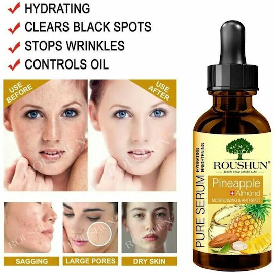 Serum Cu Ananas Și Migdale Hidratare Revitalizare Anti-îmbătrânire Strălucire Roushun 30ml
