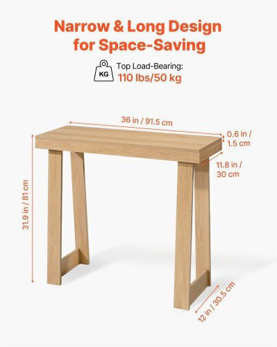 Wooden Console Table Burlywood L91.5xW30.5xH36cm