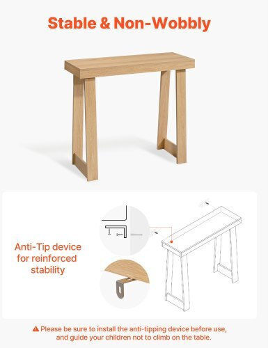 Wooden Console Table Burlywood L91.5xW30.5xH36cm