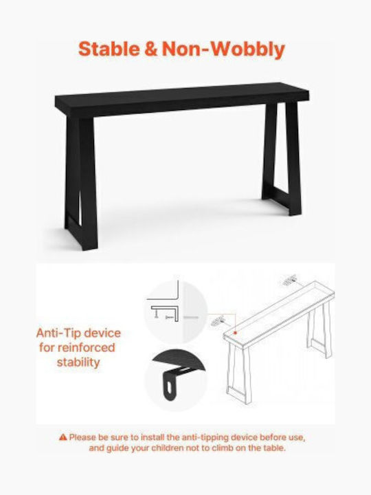 Wooden Console Table Black L140xW30.5xH55.1cm