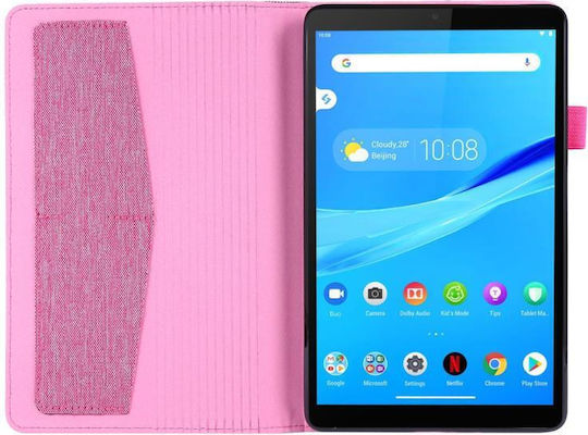 Lenovo Tab M8 Οριζόντια Flip Tpu + Ύφασμα Pu Δέρμα Προστατευτική Θήκη Όνομα Clip Κάρτα Rose Red