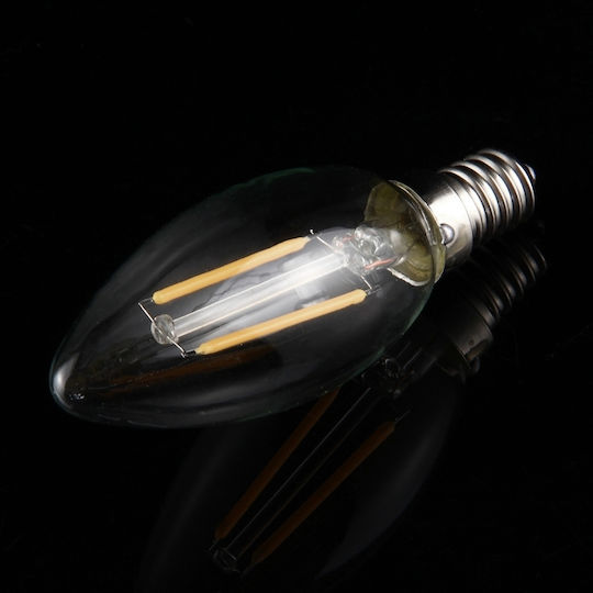 LED крушка 2W за фасунга E14 и форма C35 Регулируемо бяло 150лм Димируем