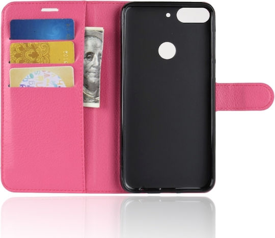 Leather Horizontal Flip Case Litchi Texture Htc Desire 12+ Wallet Stand And Card Slots Red Rose