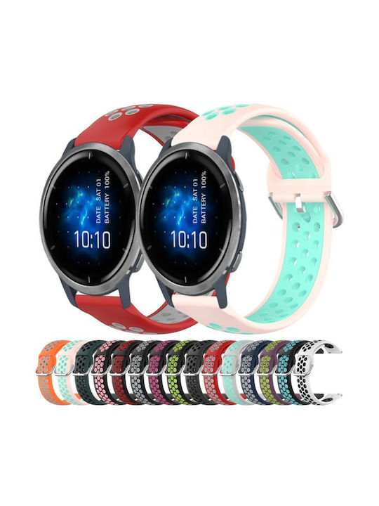 Garmin Venu 2 22mm Διάτρητο Αναπνεύσιμο Αθλητικό Λουράκι Σιλικόνης Λευκό+μαύρο