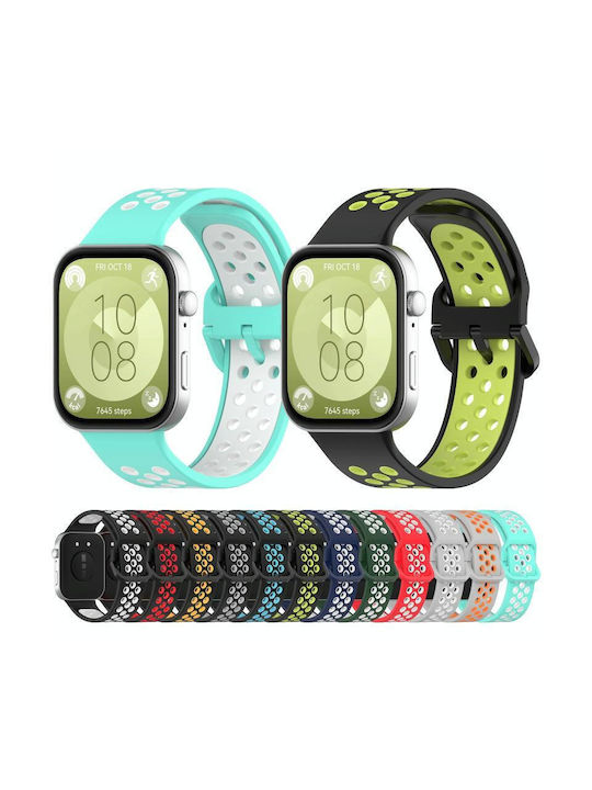 Huawei Watch Fit 3 Διχρωματικό Σπορ Λουράκι Σιλικόνης Μαύρο + Λευκό