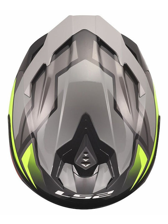 LS2 Challenger II FF817 Viper Gloss Grey/H-V Yellow Мотоциклетна каска Full Face ECE 22.06 с Sunvisor