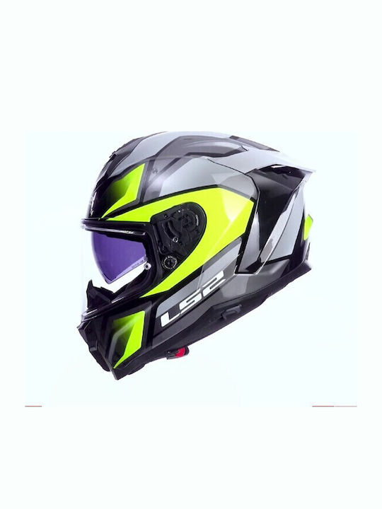 LS2 Challenger II FF817 Viper Gloss Grey/H-V Yellow Мотоциклетна каска Full Face ECE 22.06 с Sunvisor