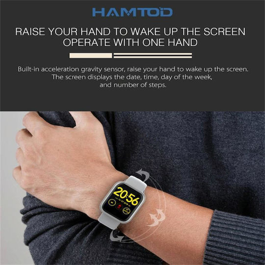 Hamtod GT1 Smartwatch with Heart Rate Monitor (Black)