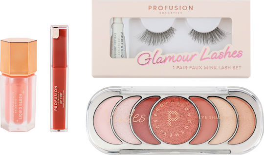 Makeup Set Blush Lip Tint Eyeshadows 1 Pair False Eyelashes Yours Truly Profusion 4 Pieces