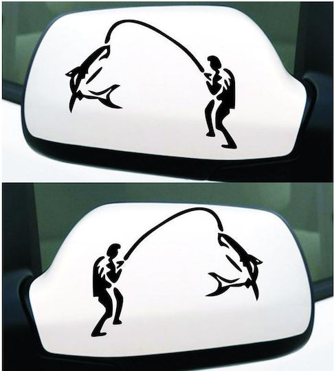 10 Pcs Double Funny Go Fishing Styling Reflective Car Sticker Size 25cm X 9.5cm Silver