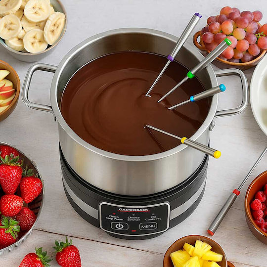 Gastroback Vas pentru Fondue Electric din Oțel Inoxidabil Gri 28buc