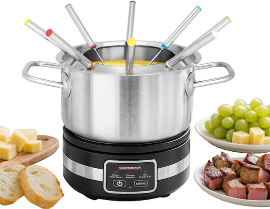 Gastroback Vas pentru Fondue Electric din Oțel Inoxidabil Gri 28buc