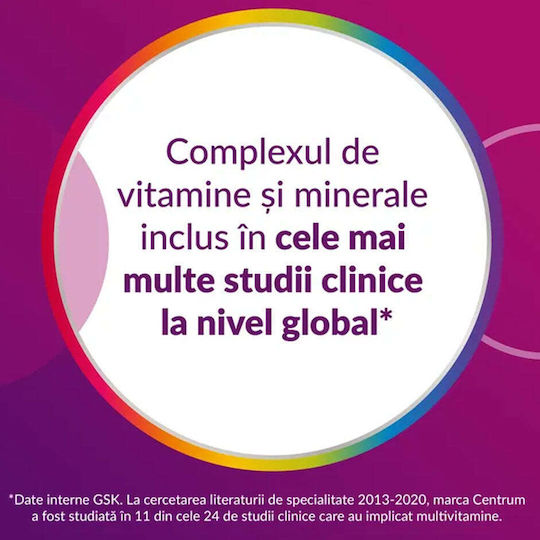 Centrum Women Vitamina pentru Întărirea Sistemului Imunitar, Pielea & Acțiune Antioxidantă potrivit pentru adulți 50+ 30 Tablete