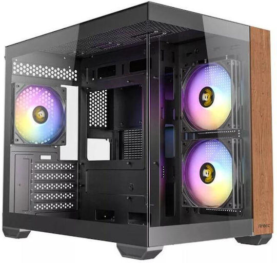 Antec CX600M RGB Геймърско бюро Мини кула Компютърна кутия със страничен прозорец Черен