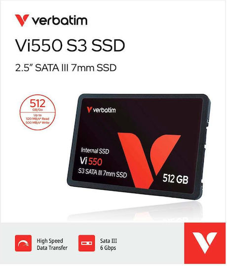 Verbatim Vi550 S3 SSD 512GB Type 2.5'' with SATA III Connection 49352