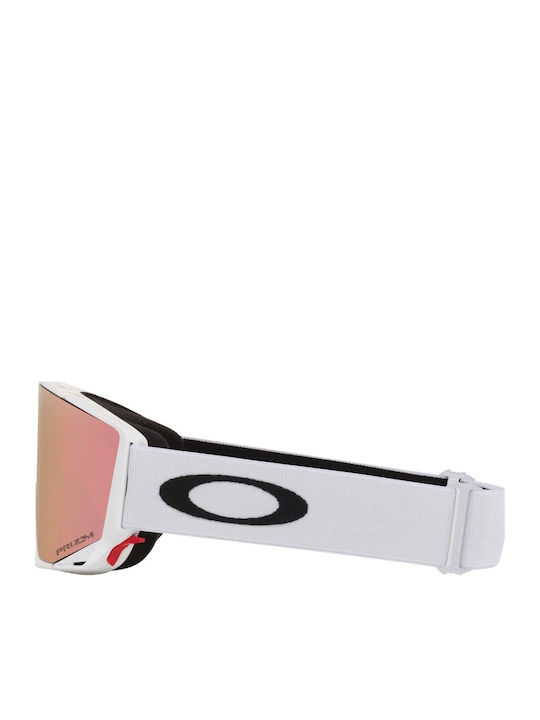 Oakley Snow Ochelari de Schi și Snowboard pentru Adulți, Albi cu Lentilă Roz