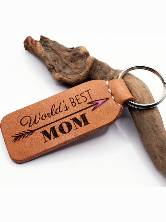 Handmade Leather Keychain World's Best Mom