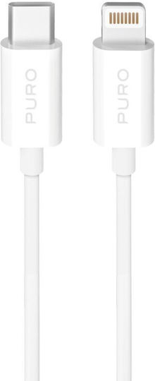 Puro Редовна USB-C към Lightning кабел 20W Бял 3м