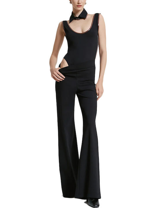 Access Fashion Vinyl Webbing Bodysuit Women Access Fashion Καφε Μαυρο 44-2052-368-coffe