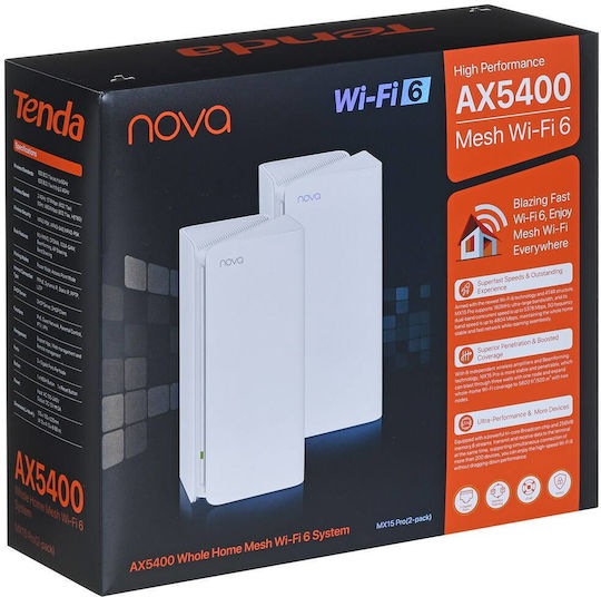 Tenda MX15 Pro Access Point Wi‑Fi 6 Dual Band (2.4 & 5GHz) in Double Kit White