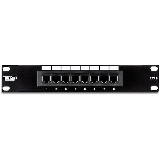 Trendnet Patch Panel Unshielded για Rack 1U 8 Θυρών cat6 Μαύρο