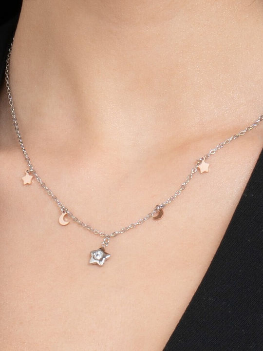 Luca Barra Necklace from Pink Gold Plated Steel
