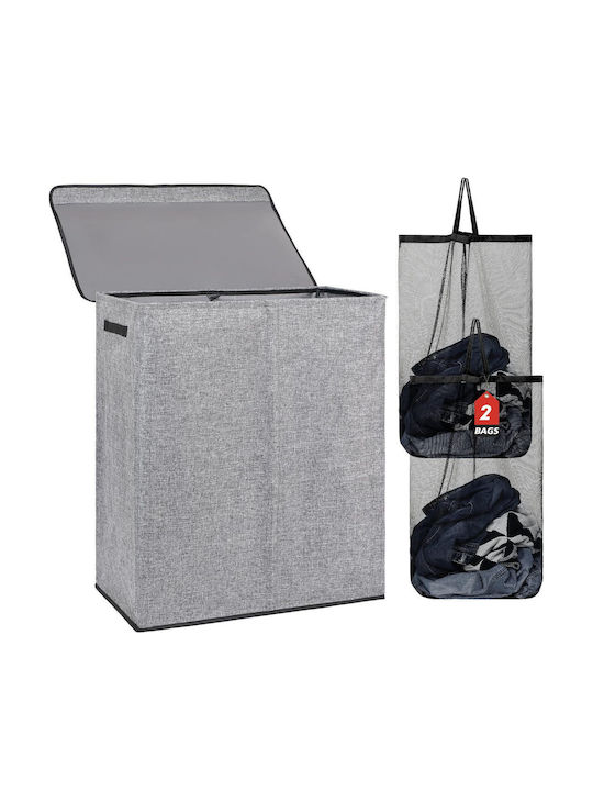 Wäschekorb Stoff Klappbar 150lt mit Deckel 61x36x69cm Grau