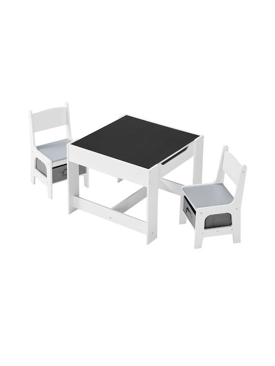 Kids Table and Chairs Set for Painting made of Wood White Vevor