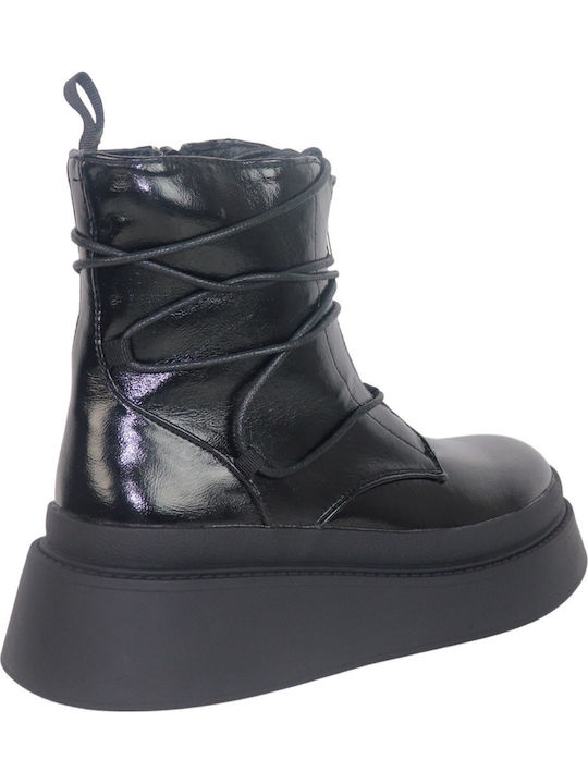Stiefeletten Damen aus Lackleder Schwarz