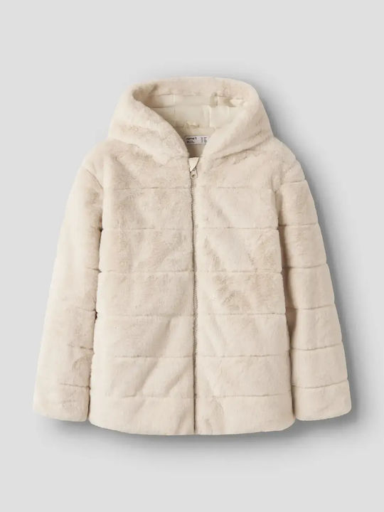 Kinderpelz mit Kapuze Beige