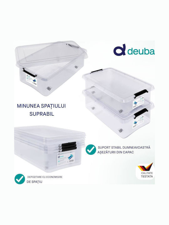 Deuba Plastic Cutie de Depozitare cu Roți și Capac Transparent 60x40x17cm 1buc