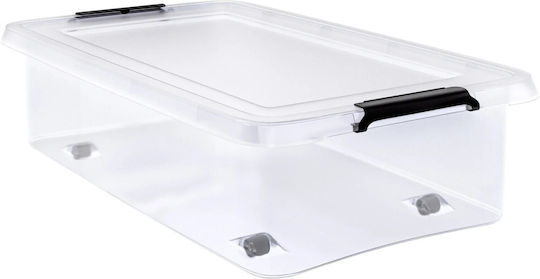 Deuba Plastic Storage Box with Wheels and Lid Transparent 60x40x17cm 1pcs