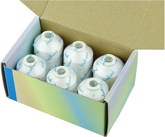 Embroidery Thread Set 6 Spools 1000 M White Color