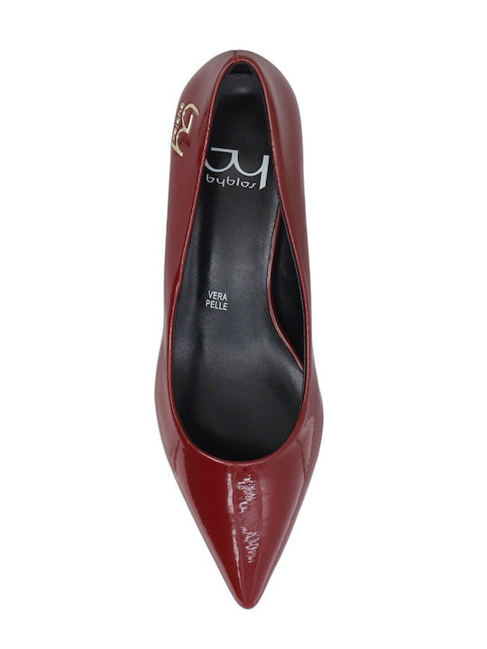 Synthetic Leather Burgundy Low Heels