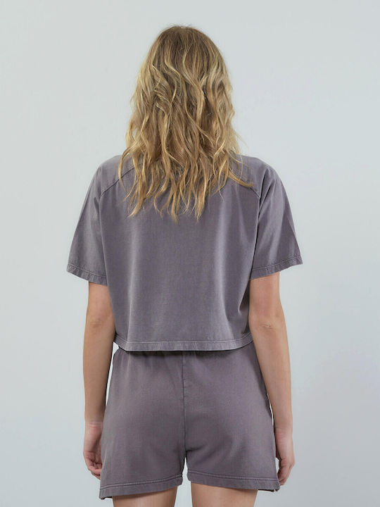 Authentic Γυναικείο Oversized Crop T-shirt Ανθρακι