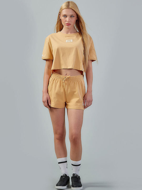 Authentic Γυναικείο Crop Top Βαμβακερό Μπεζ
