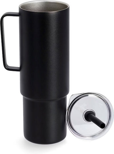 MiiR Handled Tumbler Θερμός Ανοξείδωτο 946ml Black με Καλαμάκι και Λαβή